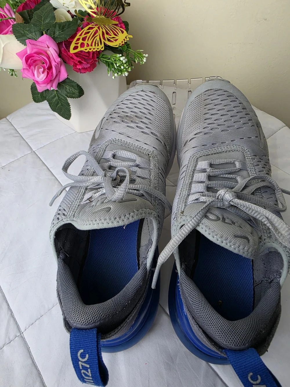 Nike Air Max 270 Grey & Blue Sneakers Big Boy Size Yy